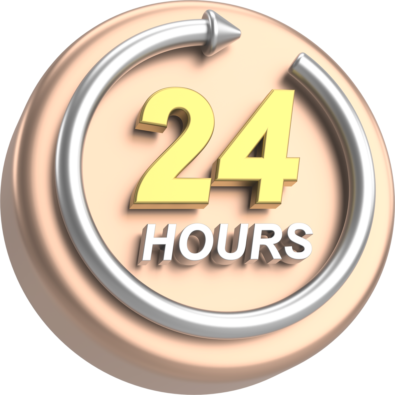 24 hours service icon. 3D illustration.